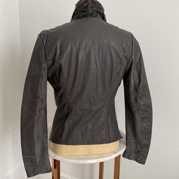 Blank NYC Odyssey Draped Front Vegan Leather Jacket Grey Size S - Picture 2 of 7